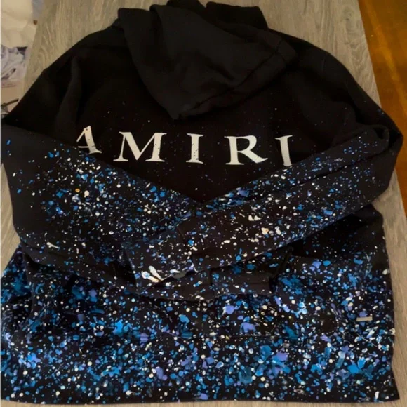 トップス AMIRI Crystal Splash Logo Sweatshirt AMIRI - Crystal-Embellished Paint-Splattered Cotton-Jersey